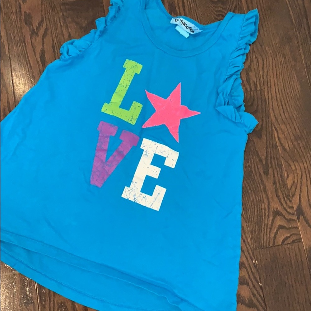 Bottle Caps Blue Love T Girls L